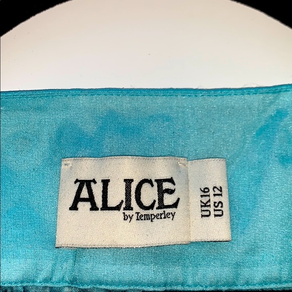 Alice by Temperly turquoise 100% silk dress sz 12 - Picture 7 of 14